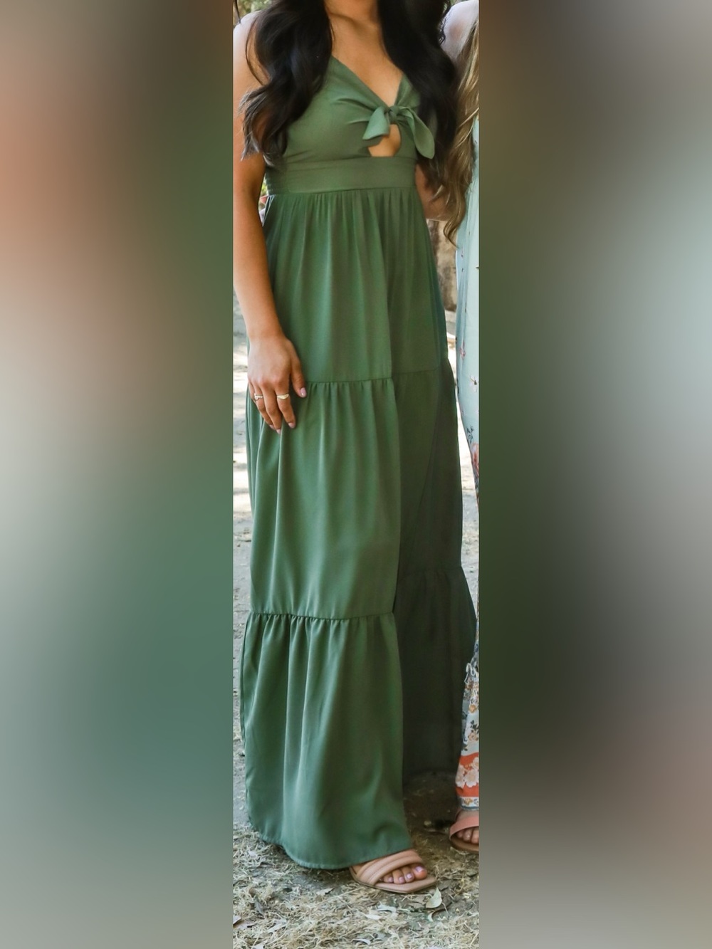 Olive Green Tiered Maxi Skirt